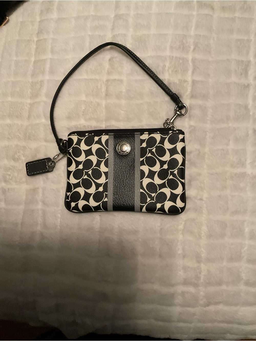 Coach Black and White Signature Wristlet